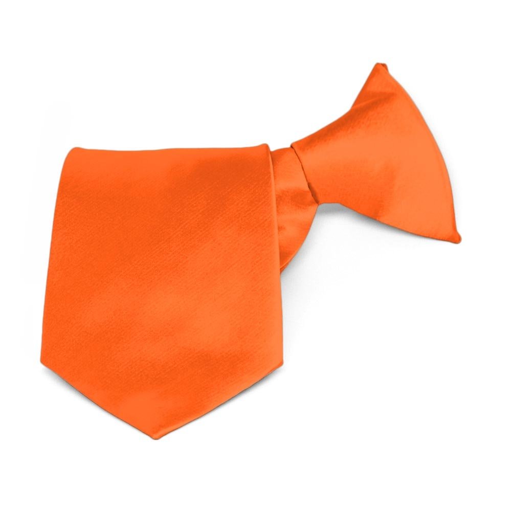Boys' Neon Orange Solid Color Clip-On Tie, 11