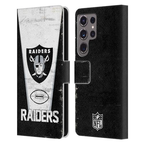 Carcasa de cuero Samsung Galaxy S24 Ultra NFL Las Vegas Raiders con acabado premium