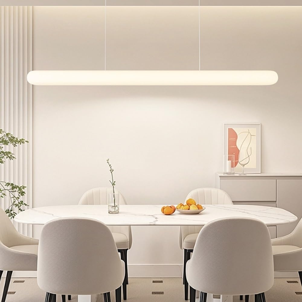 Ultracienka lampa wisząca z długim prętem, liniowa lampa wisząca z akrylu, dekoracyjne lampy wiszące do jadalni, żyrandol LED 36 W – 3 kolory, nowoczesne lampy liniowe nad wyspę