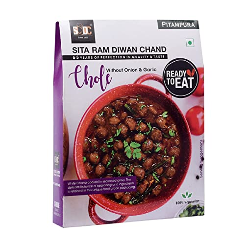Sita Ram Diwan Chand Ready To Eat Chole Without Onion and Garlic 300 Gram each | No Preservatives | No Artificial Flavors | 100% Natural Ingredients & Vegetarian | Tasty Snacks - Pack of 4