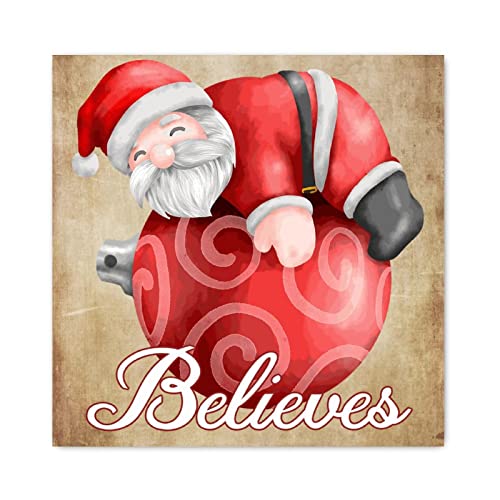 Panneau en bois Believes Santa - Cadeau de pendaison de crémaillère et de Noël