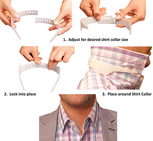 Slick Collar Adjustable Shirt Collar Support for Collar Stays and Plackets for Men and Women, White, Small-3X-Large - Image 3