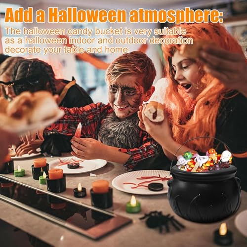 Chaudron de sorcière plastique avec support noir pour déco Halloween - 8