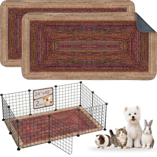 Image of Washable Guinea Pig Pee Pads,Reusable Guinea Pig Cage Liner 2 Pack | Waterproof, Leak-Proof, Absorbent & Non-Slip, 24 inchx48 inch Bedding Potty Training Mat for Small Animal Rabbit Bunny Hamster Rat