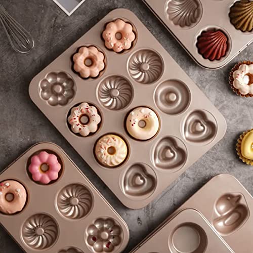 KiNeX Donut-Pfanne mit 12 Hohlräumen aus Kohlenstoffstahl