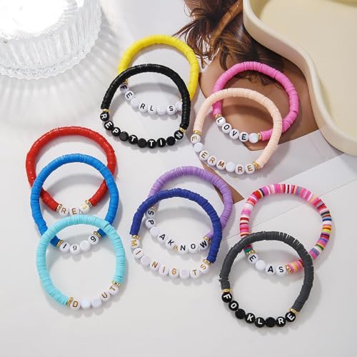 Music Album Matching Friendship Bracelets for Best Friend,Beaded Colorful Preppy Friend Bracelets for Women,Cute Stretch Bracelets Set Tour Jewelry Concert Merch Gifts for Women Fans3