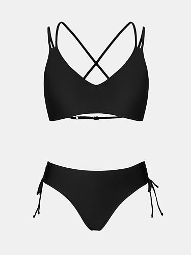 Miniatura 5 de CUPSHE Traje de baño de dos piezas para mujer, traje de baño con tirantes cruzados en la espalda y tirantes delgados dobles