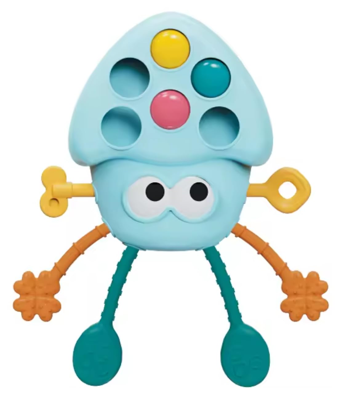 Yummy Baby Montessori Sensory Toy for Babies, Silicone Pull String Teething Toy, Perfect for Entertaining Baby While Developing Motor and Sensory Skills (Blue Octopus)