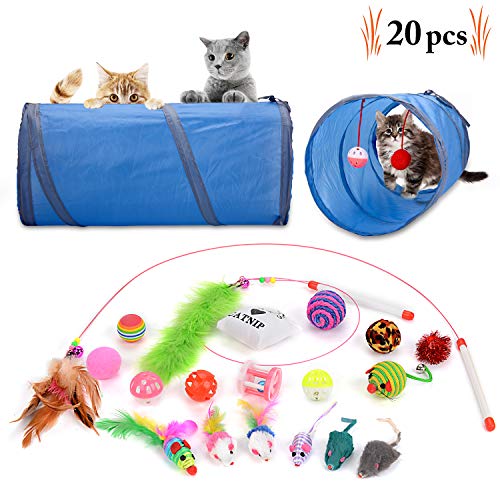 Legendog Juguetes para Gatos, Juguete Interactivo para Gatos con Plumas para Kitty (New-20Pcs)