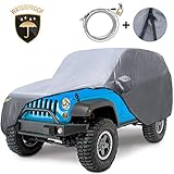KAKIT 210D Oxford Car Cover Compatible with Jeep Wrangler Cover 2 Door Waterproof for YJ, TJ, JK & JL 1987-2020 with Windproof Straps