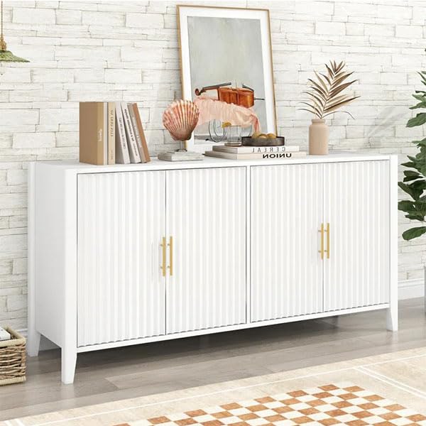 Heera Moti Kayson Sideboard/Entertainment Unit/Console Unit (Finish :- White Pu Paint) (Small)