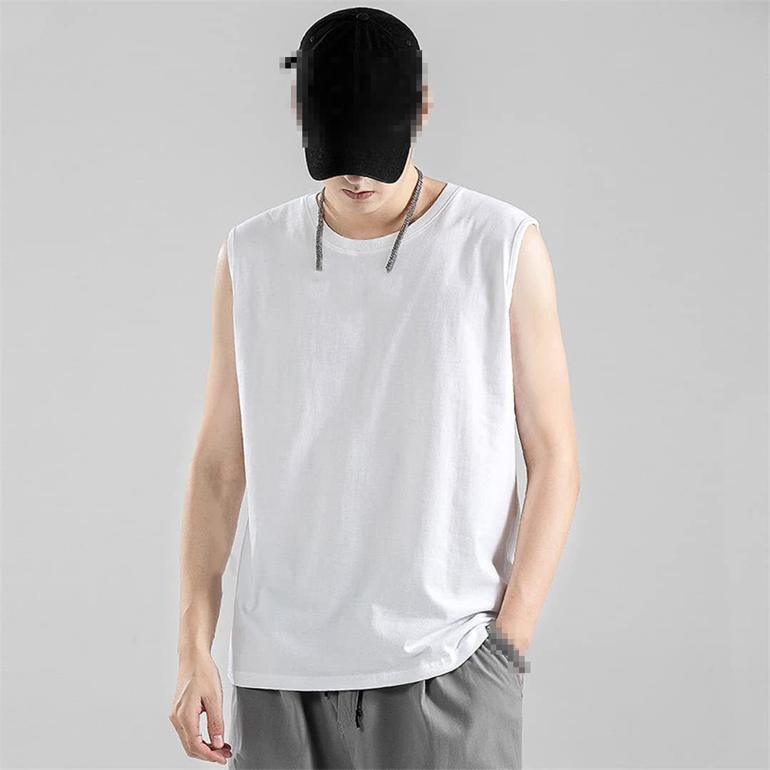 Męskie koszulki bez rękawów Kamizelka Casual Tank Tops, Biały Szary, M