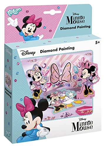 Totum Disney Minnie Mouse Diamond Painting Set for Kids: Decorate Cardboard Cards and Figures with Beautiful Rhinestones, Diamond Painting - Gift for Girls