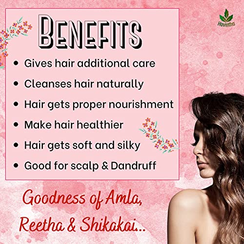 Image of Havintha Natural Hair Shampoo with Amla, Reetha and Shikakai Powder (227g) (SHAMPOO & HAIR VITAMIN)