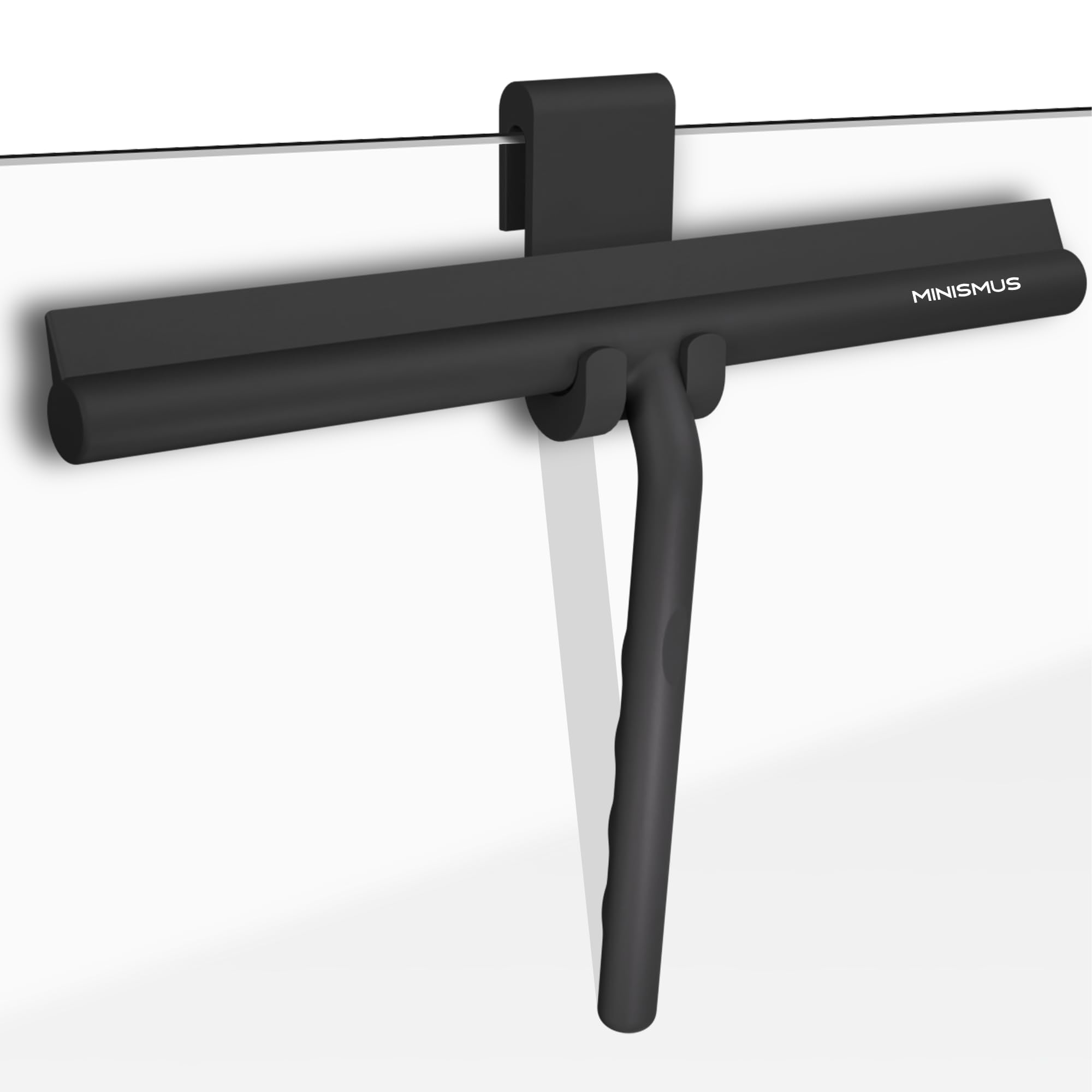 Minismus Silicone Shower Squeegee, No Drilling Bathroom - 28cm Black Hook