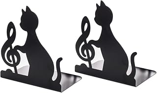 Generico Fermalibri Gatto in Ferro Nero 2 Pezzi per Proteggere Scrivania e Scaffale, Supporto Pratico per Libri e Riviste in Casa o Biblioteca