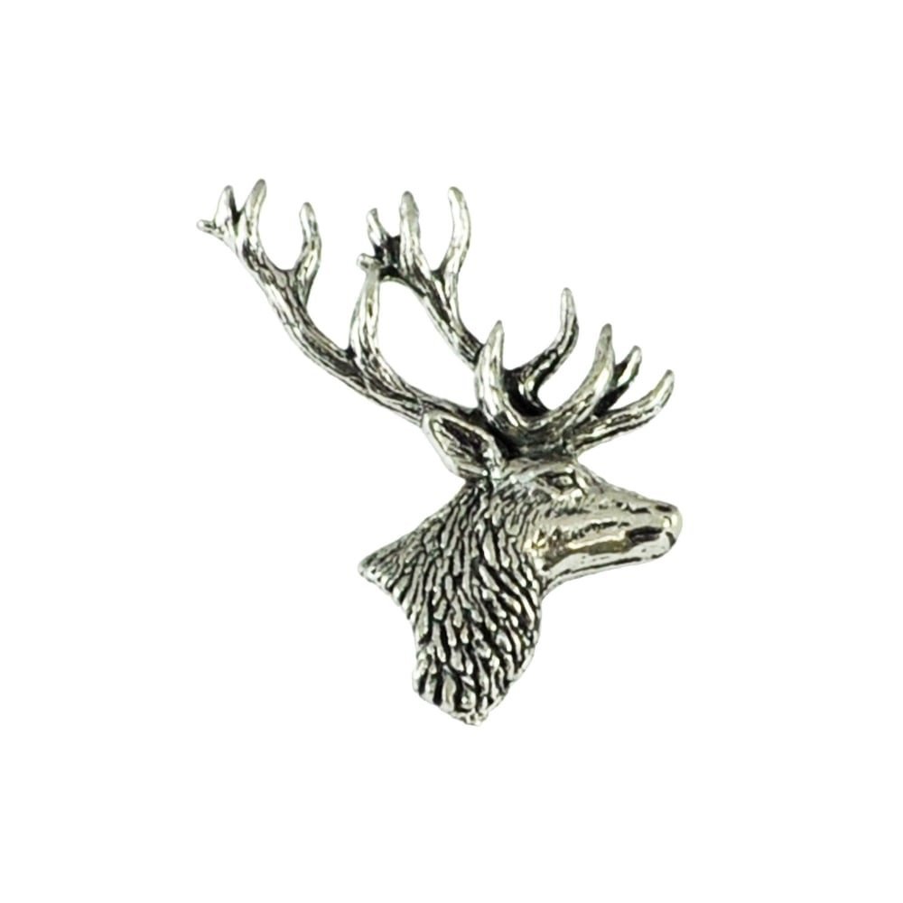 Stags Head English Pewter Lapel Pin Badge