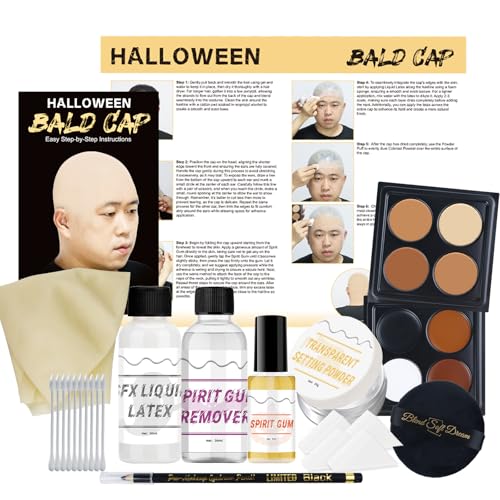 Actabostte Halloween Bald Caps Set