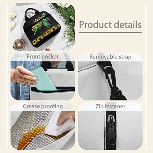 Buybai Insulated Lunch Bag For Teen Girls Kids Lunch Box For Workout School Picnic Dirt-Resistant With Adjustable Shoulder Strap Sunflower Turtle Print #TOP6