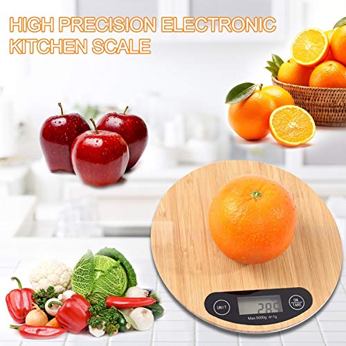 Huangxing - Bamboo Digital Electronic Led Kitchen Weighing Scale, 5Kg/1G Environmentally Friendly Food Weighing Cooking Weight Balance Scales, High-Precision Household Electronic Scale #TOP1
