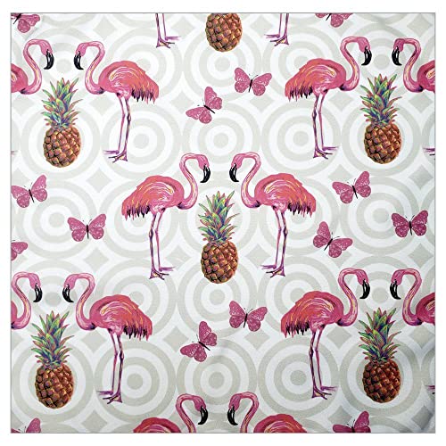 Maison Charlô | Set Of 4 100% Synthetic Cloth Napkins Pineapple Flamingo 16" By 16" | Dining Table Decor, Reusable Napkins, Dinner Napkin, Washable | Cocktail, Party, Wedding, Thanksgiving | Rose #TOP17