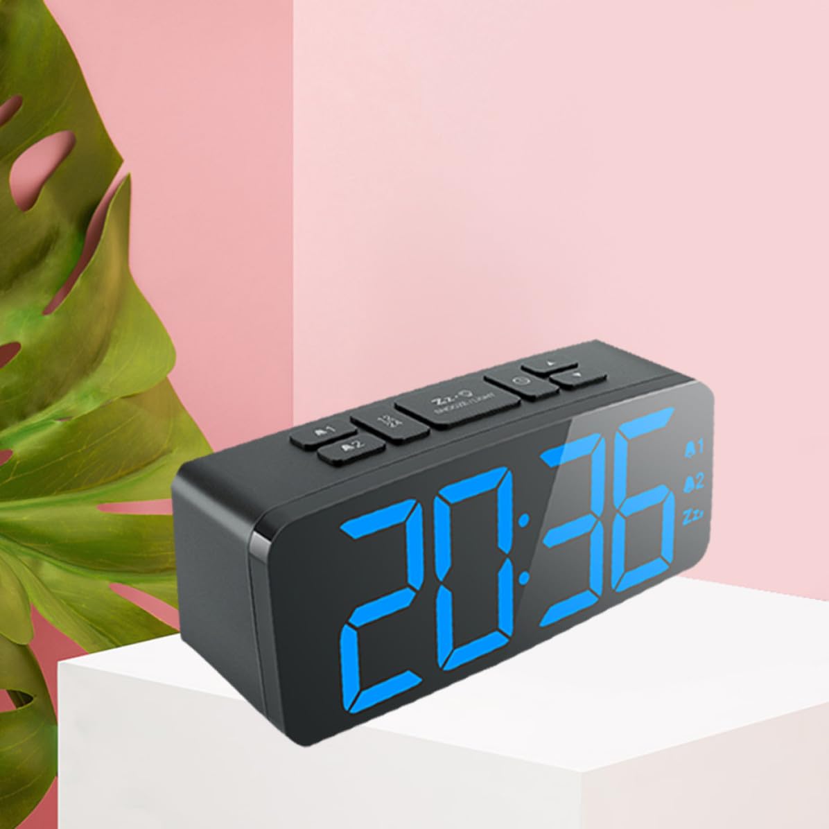 INOOMP Réveil Numérique et Réglage Luminosité LED Noir avec Fonction Mémoire Horloge Moderne en Plastique Facile à Lire pour Chambre ou Bureau