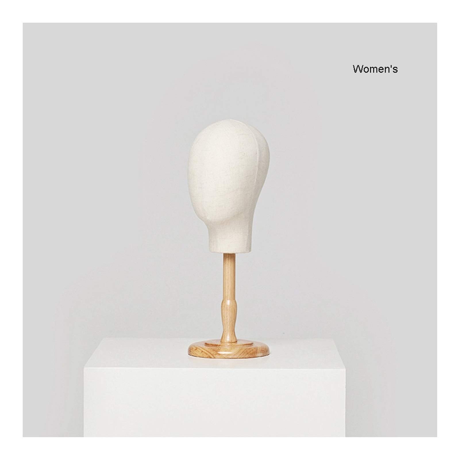 Stojak na biżuterię Mannequin Hat Display Stand Male and Female Head Mold Dummy Head Jewelry Jewelry Scarf Wig Display Stand Cloth Head Mold with Wooden Base Uchwyt do wyświetlania biżuterii (Color :