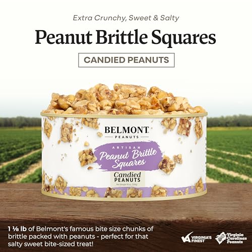 Image of Belmont Peanuts Gourmet Peanut Brittle Candied Peanuts, 18 oz (1 Pack) - No Preservatives, A Premium, Sweet, Buttery, Salty, Crunchy, Hand Seasoned Snack