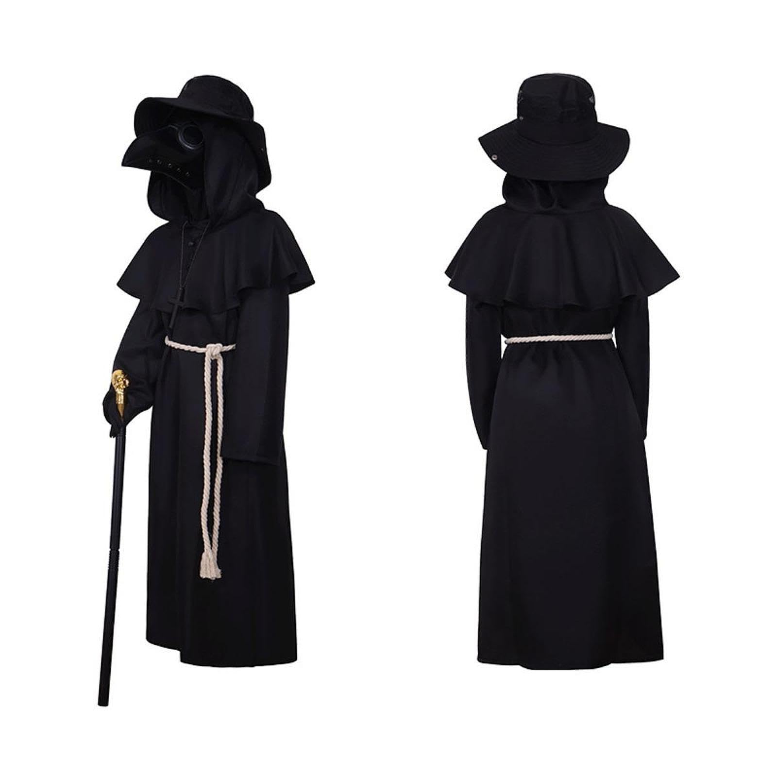 Pest Arzt Kostüm Set Halloween Grusel Cosplay Verkleidung Atmungsaktiv für Motto Party 1 Stück- 130