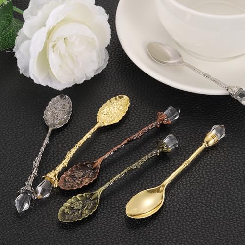 Cuillères à crème glacée pour mélanger en alliage rétro or avec cristal 16 pièces