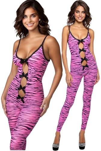 Image of ToBeInStyle Women's Assorted Bodystocking Sheer Opaque or Fishnet Crotchless Lingerie Bodysuit
