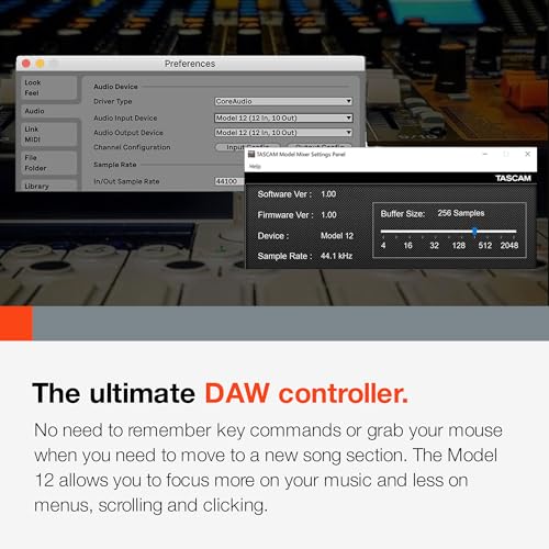 Image of Tascam Model 12 All-in-One 12-track Digital Multitrack Mixing and Recording Studio, Mixer, USB Audio Interface and DAW Controller