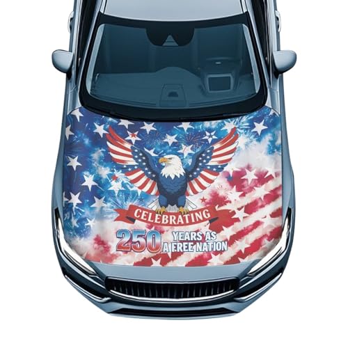 Image of 250th Ann American Car Hood Cover Polyester,Engine Protection Cover,Elastic Fabrics Can be Washed,Car Bonnet Banne