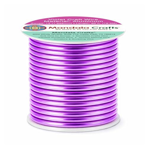 Image of Mandala Crafts 13 Gauge Violet Anodized Aluminum Craft Wire, 60 FT | Colored, Flexible, Bendable, for Bonsai, Armature, Sculpting, Wire Wrapping, Jewelry Making, Weather & Tarnish Resistant