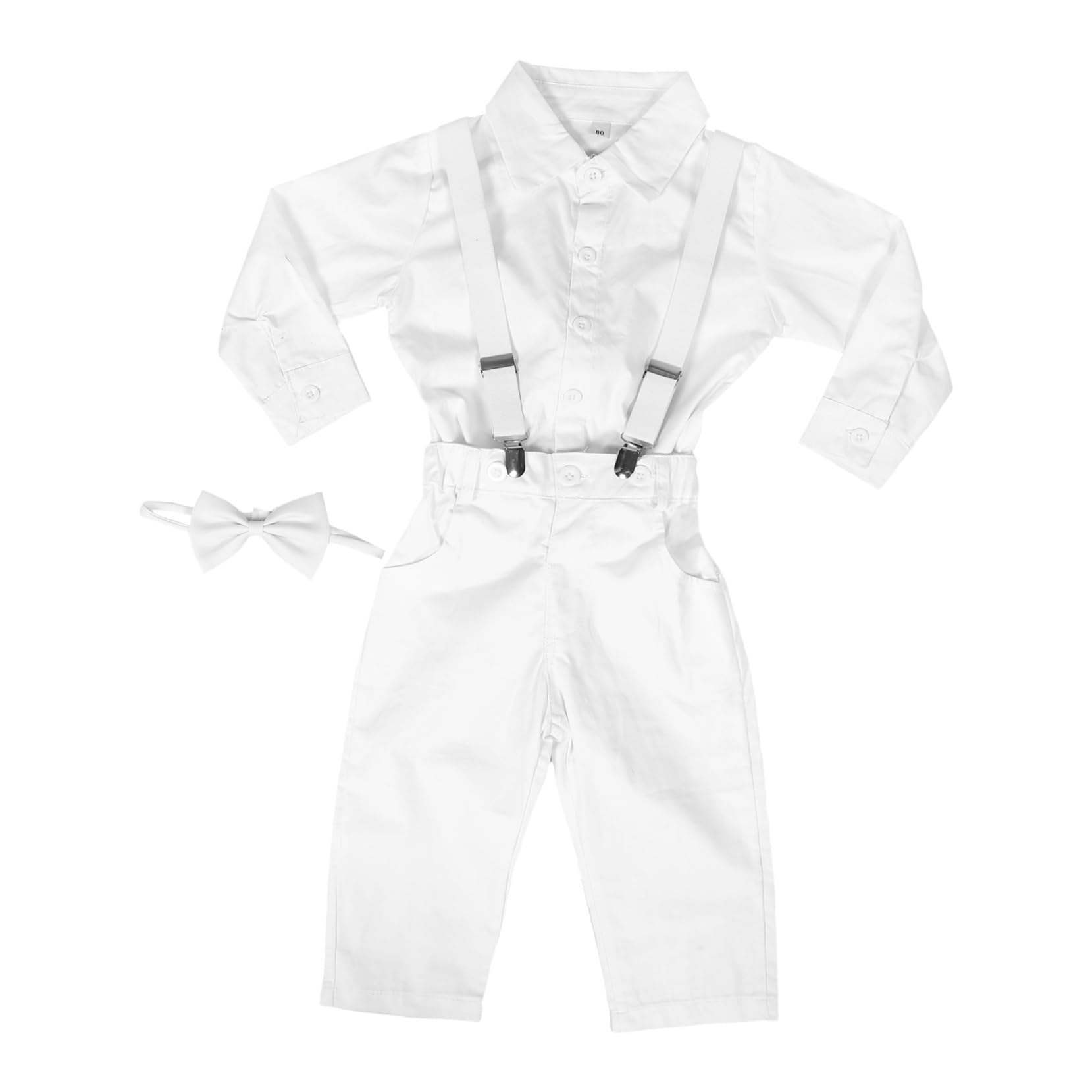 Traje De Caballero Para Pequeño Traje De Caballero Para Pequeño - Traje De Shower - Camisa De Manga Larga Pantalones Con Tirantes Y Pajarita Tamaño Cm