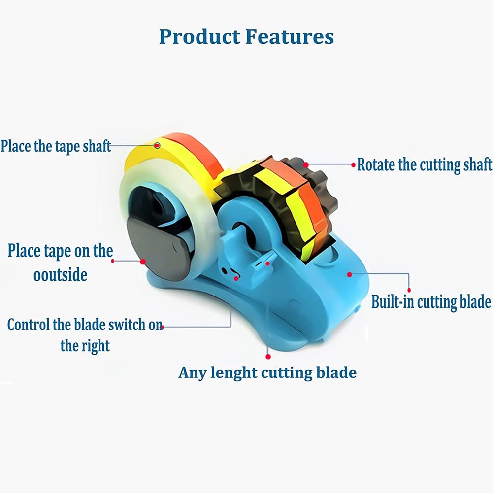 WäRme Distributeur de adhésif avec plusieurs rouleaux de découpe, pour sublimation pour transfert de chaleur, adhésif avec noyau bleu de 2,5 cm et 7,6 cm