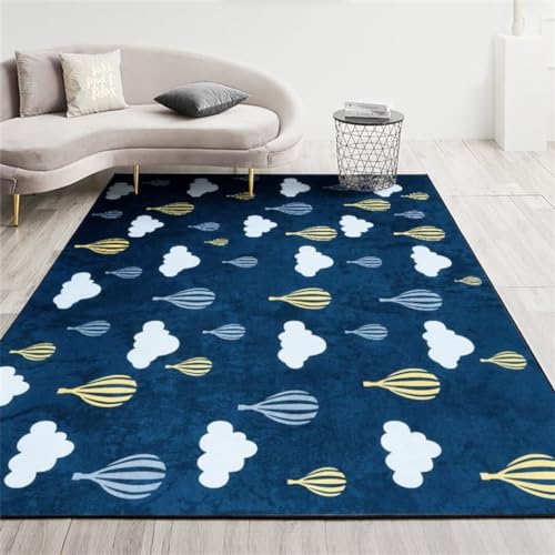 Alfombra infantil rectangular azul antideslizante para proteger suelos y camas 2