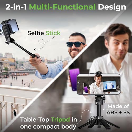 Image of UltraProlink Snap-Z Two Mini Selfie Stick & Tripod | World's Smallest 13cm Foldable Selfie Stick | MagSafe + Clamp Holder | 42cm Extendable | BT Remote | Lightweight 194g | Android & iOS Compatible