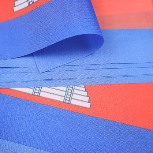 Image of AZ FLAG Cambodia 6 meters BUNTING Flag 20 flags 9'' x 6'' - Cambodian STRING flags 15 x 21 cm
