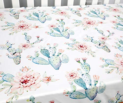 Sahaler Succulents Baby Crib Sheets For Boy Girl, Watercolor Cactus Fitted Crib Bed Mattress Sheets, Boho Baby Gift, Nursery Bedding Fits Standard Crib Mattress 28X52 (Watercolor Cactus) #TOP3