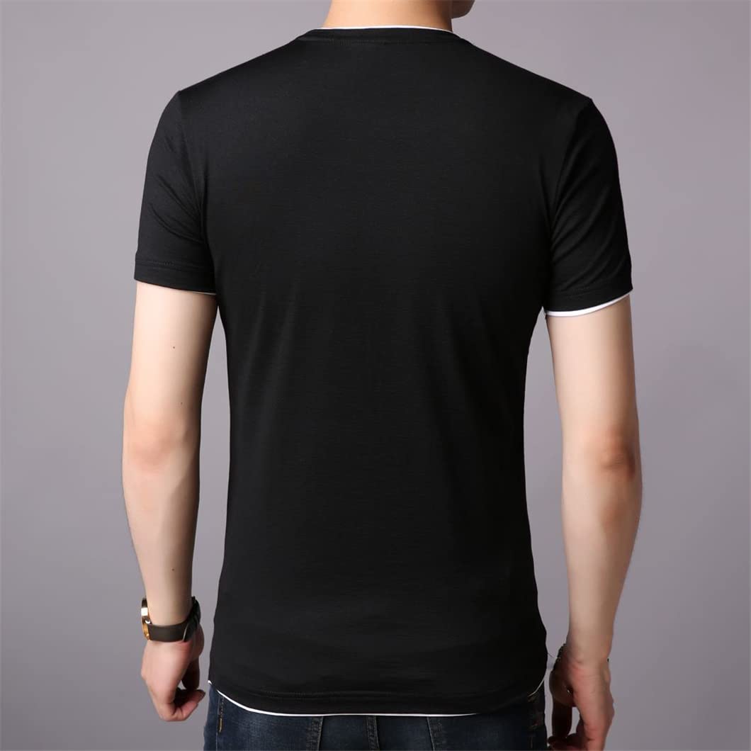 Maglietta girocollo da uomo tinta unita estiva semplice manica corta classica casual t-shirt, cachi, 4XL