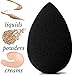 Beauty Sponge Foundation Makeup Blender - 1 pc Black Egg Shaped Make Up Sponges for Blending, Stippling, Highlighter, Contour! Premium Latex Free Reusable Cosmetic Applicator