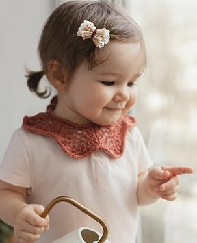 Cherssy Beige Baby Hair Bow Clips, 16pcs Tiny Floral Baby Barrettes