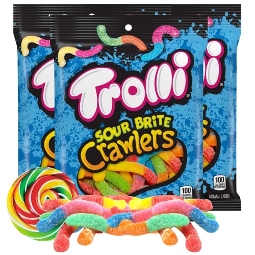 Sour Brite Crawlers Sugar Gummies, 3 Pack Sharable Gummy Candies For Movie Night, Gift Stuffers, And More, 5 Ounce Candy Bags #TOP11