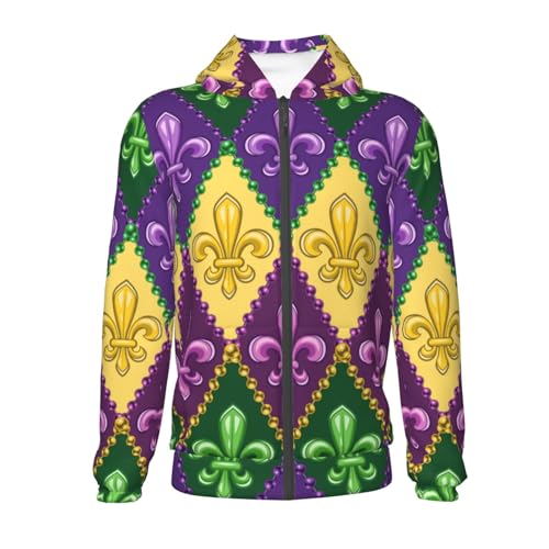 Mardi Gras4 Kid Hoodies Boys Zip Up Sweatshirts Girls Pullover with Pocket2