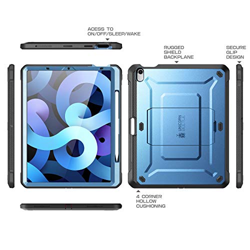 SUPCASE Unicorn Beetle Pro Series Case Designed for iPad Air 4 (2020) 10.9 Inch, with Pencil Holder & Built-in Screen Protector Full-Body Rugged Heavy Duty Case (Slate Blue)