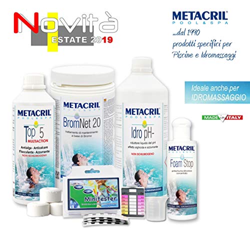 Metacril Easy Kit Bromo para hidromasajes y Piscinas. Tratamiento Completo a Base de bromo en Pastillas de 20 g. Ideal para Jacuzzi, Intex, Bestway, Dimhora. Envío inmediato.