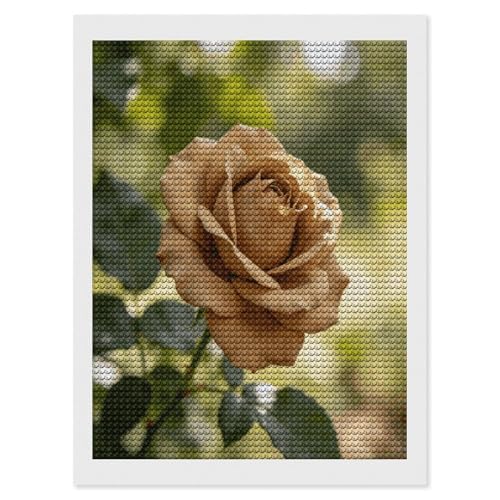 Pintura de diamantes de flores caqui para decorar tu salón con este kit de bricolaje