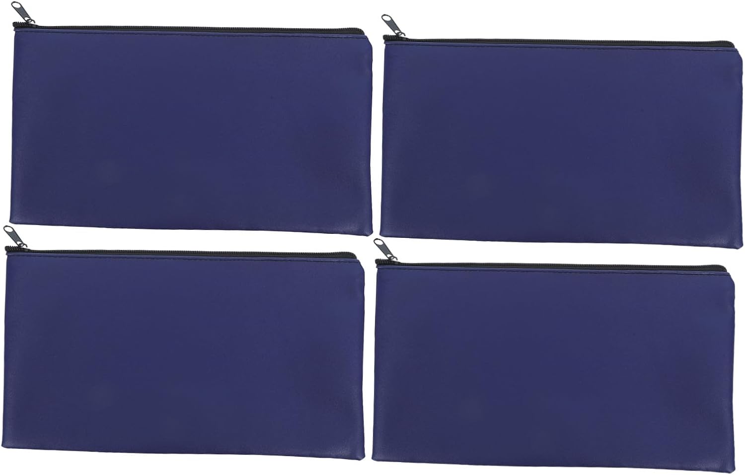 TIDTALEO 4pcs Pu Leather Zipper Cash Pouches 28x15.5cm Small Money Organizer Bags for Cash Coins Receipts Invoices Document Storage Blue