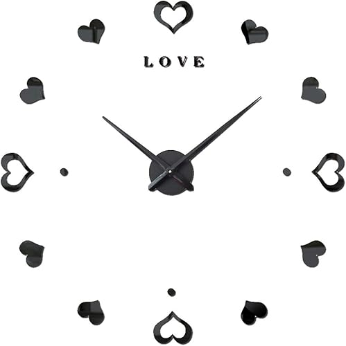 Reloj de pared 3D DIY sin marco, diseño de corazón, moderno, silencioso, sin tictac, fácil de leer, funciona con pilas, calcomanía decorativa,